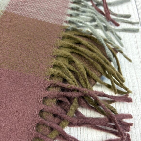 Academia Plaid Earth Tone Wide Acrylic Scarf - Picture 3 of 5